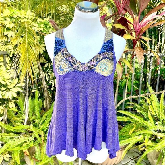 Free People Asymmetric Hem Embellished Bib Tank - Picture 2 of 6